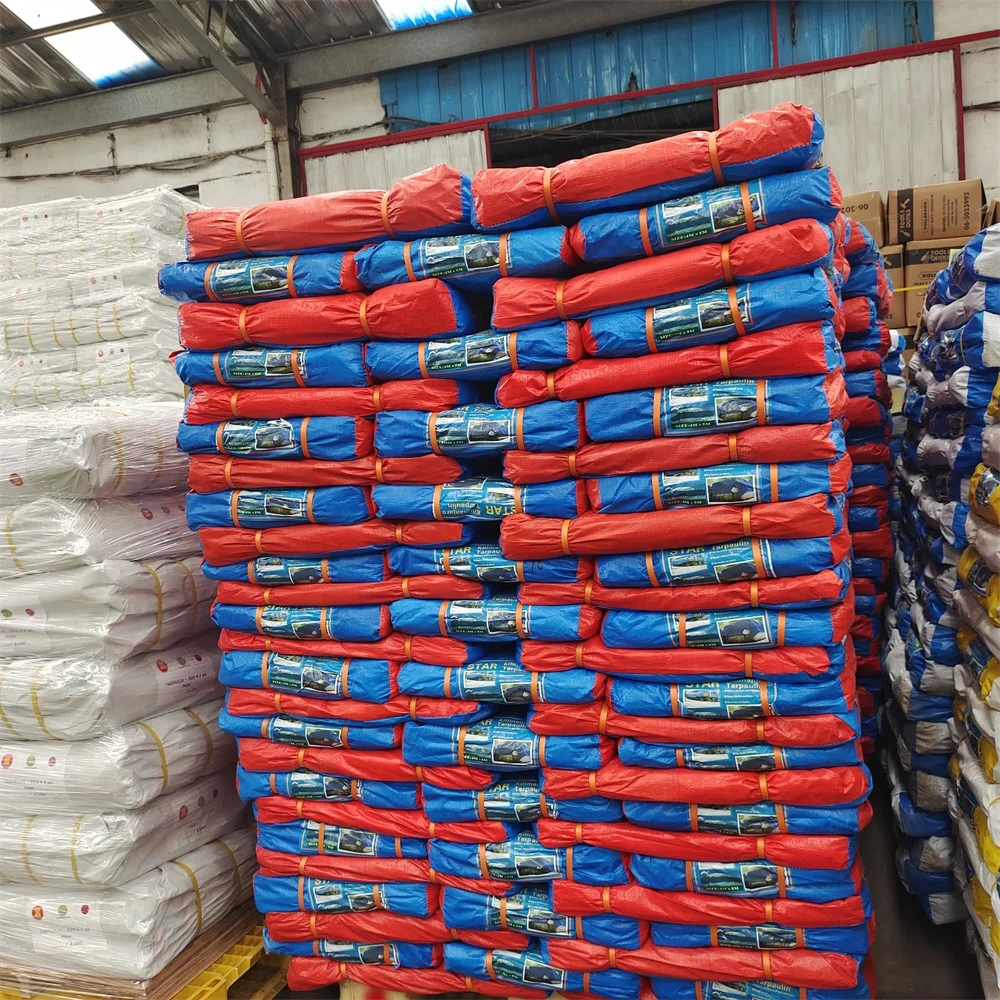 Blue/orange Waterproof Canvas  Plastic Sheet 100% UV  Tarpaulin Sheets and Rolls  and PE Tarp