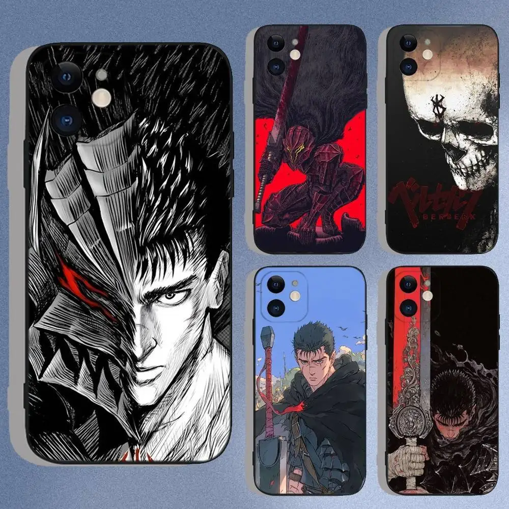 

Berserk Guts Japan Anime Phone Case For iPhone 16e,16,15,14,13,12,11,XS,XR,X,8,7,Pro,Max,Plus,Mini Silicone Black Funda Shell