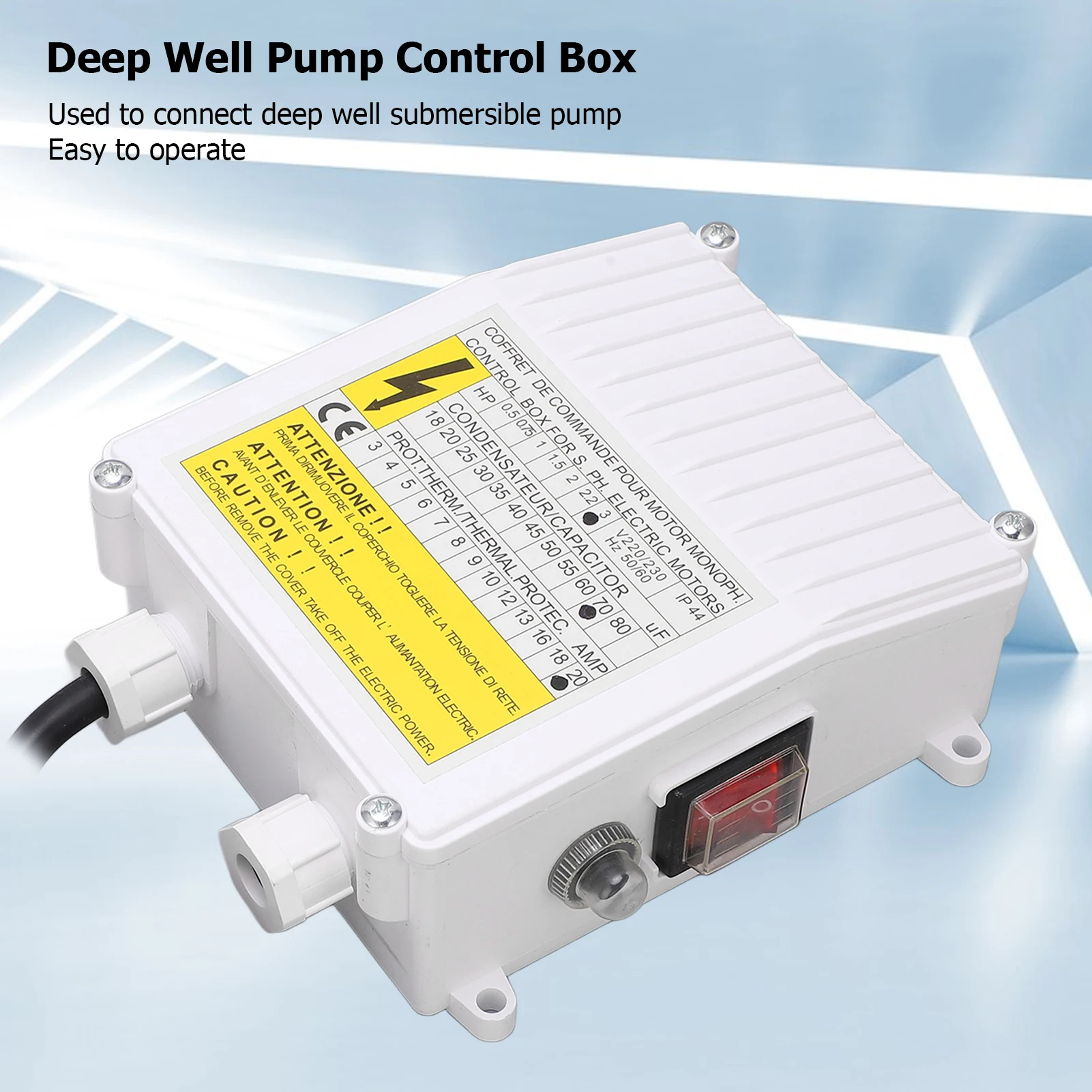 Deep Well Pump Control Box Household 3.0HP Submersible Pump Switch Controller 2.2KW 70uf 20A