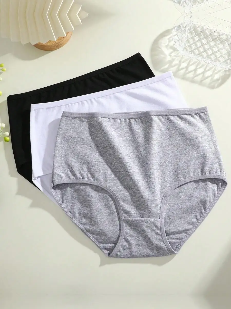 

10-Pack Solid Color Cotton High-Waisted Womens Briefs Comfortable Everyday Underwear