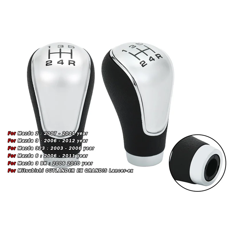 For Mazda 10mm Threaded Car Shift Ball Silver 5/6 Gear Shift Head Universal Shift Knob