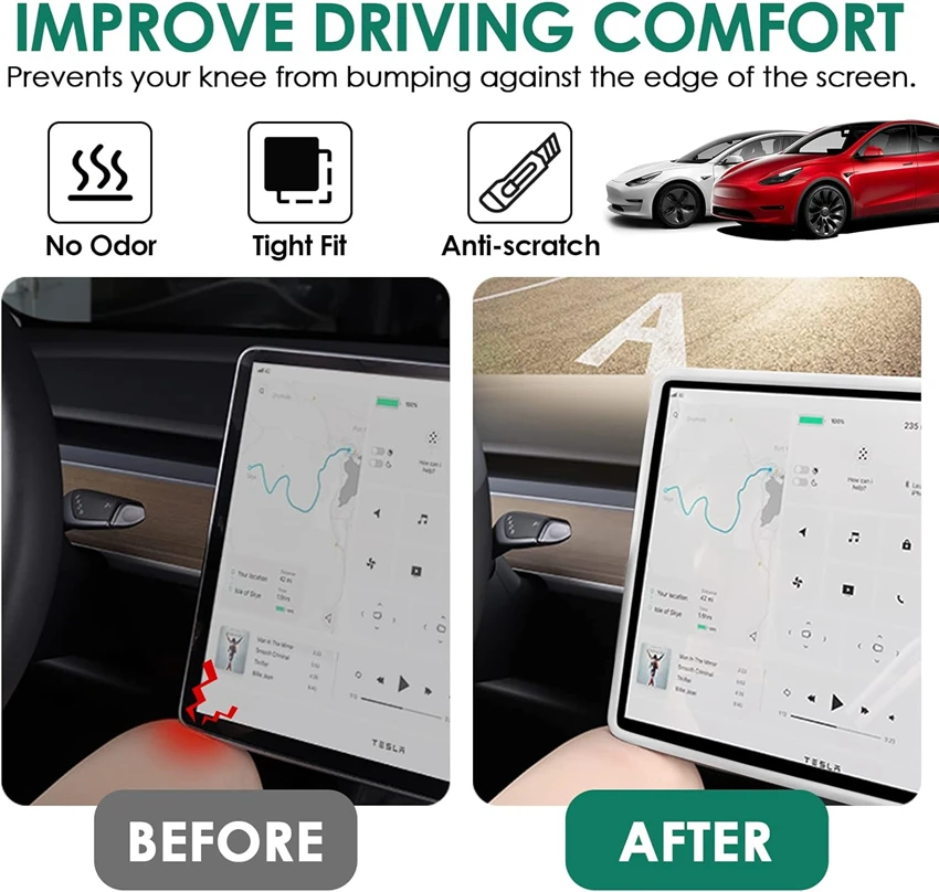 Para Tesla Model 3 / Y Marco Protector de Silicona Borde Cubierta Protector de Pantalla de Navegación de Pantalla Central Accesorios para Auto 2