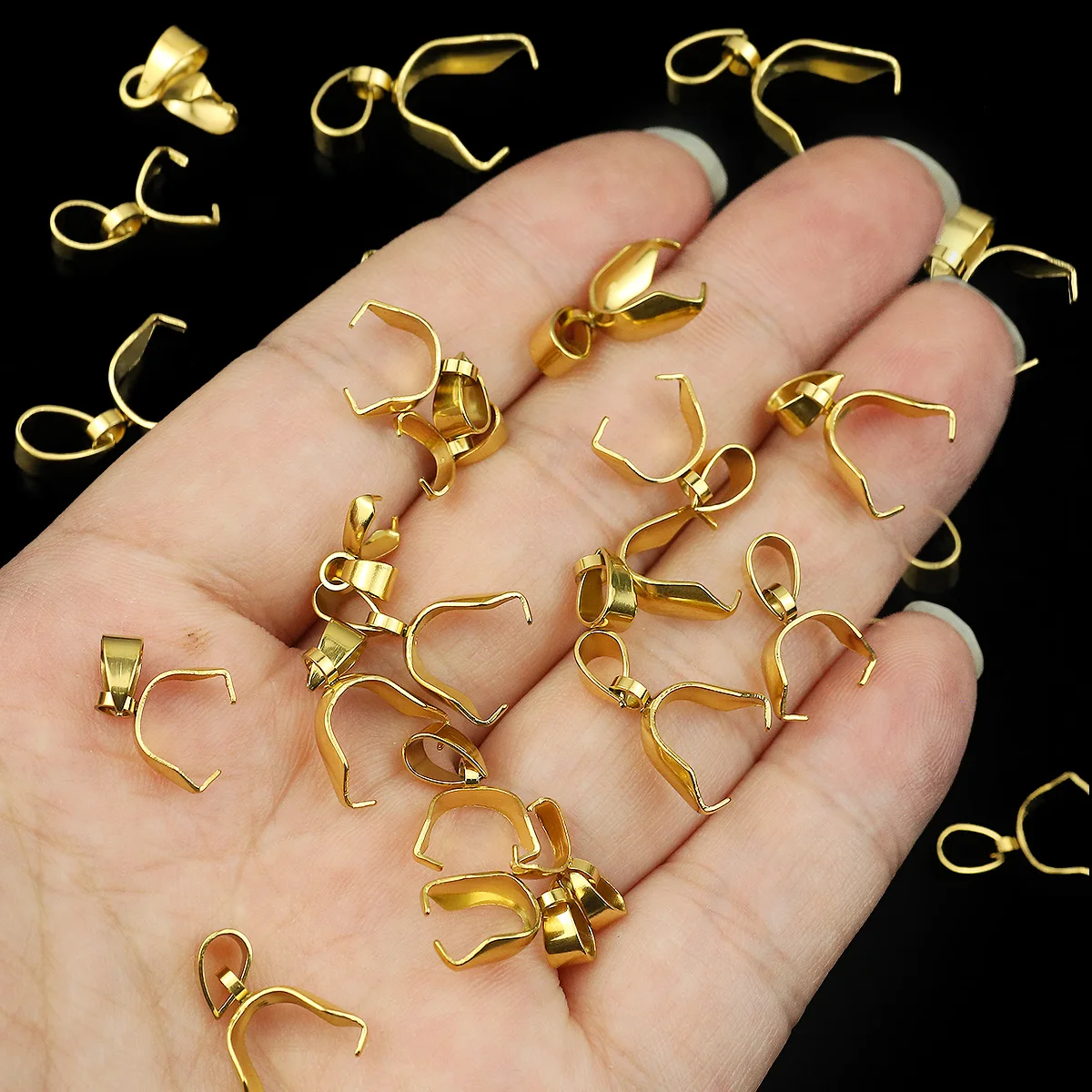 Melon Seed Stainless Steel Buttons Golden For Jewelry Handmade Bracelets Neckalce Pendants DIY Accessories 8/10/12mm 10-30PCS