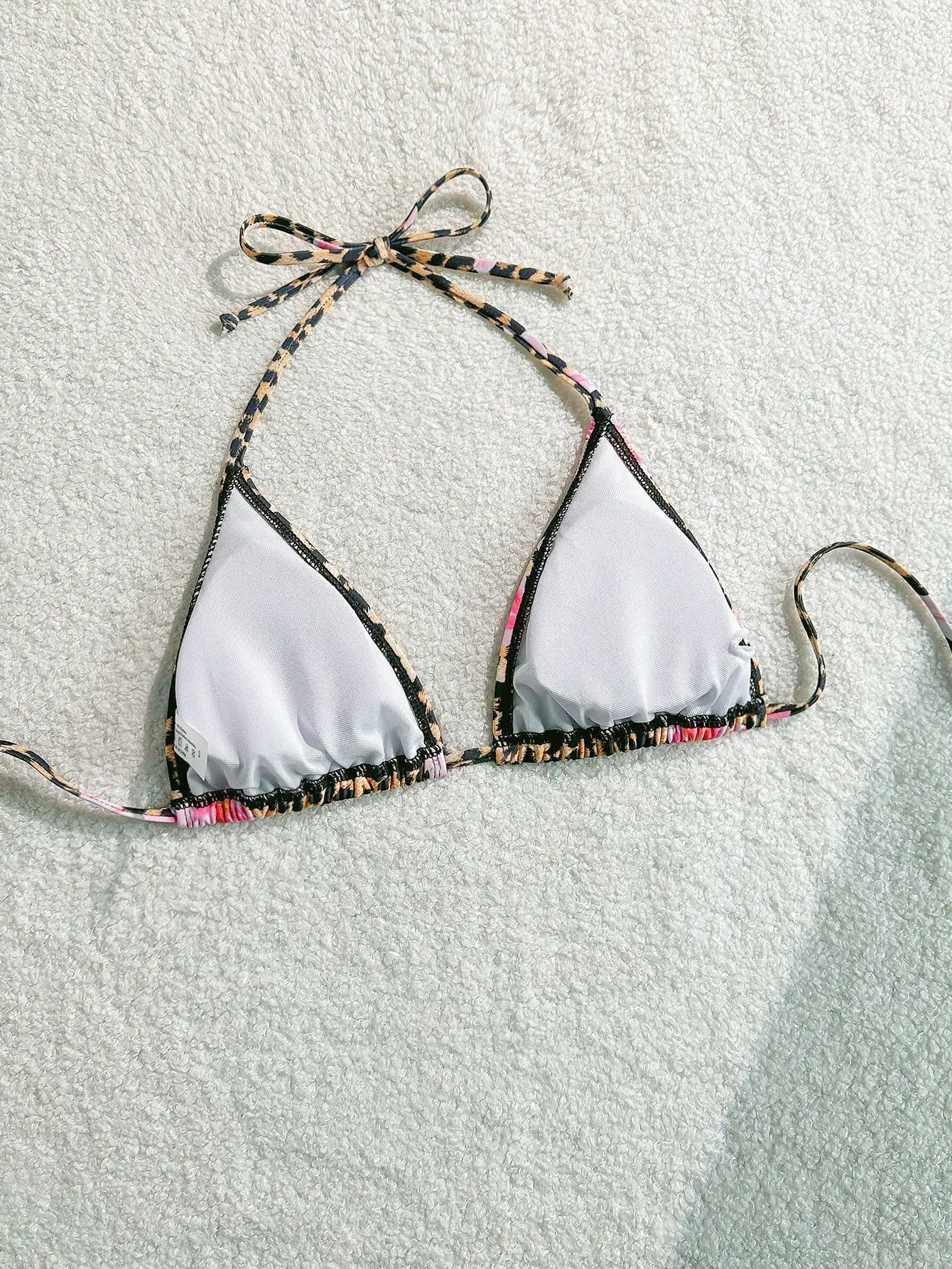 

Women's Leopard Print Floral Bikini Top Halter Triangle Beach Swimwear