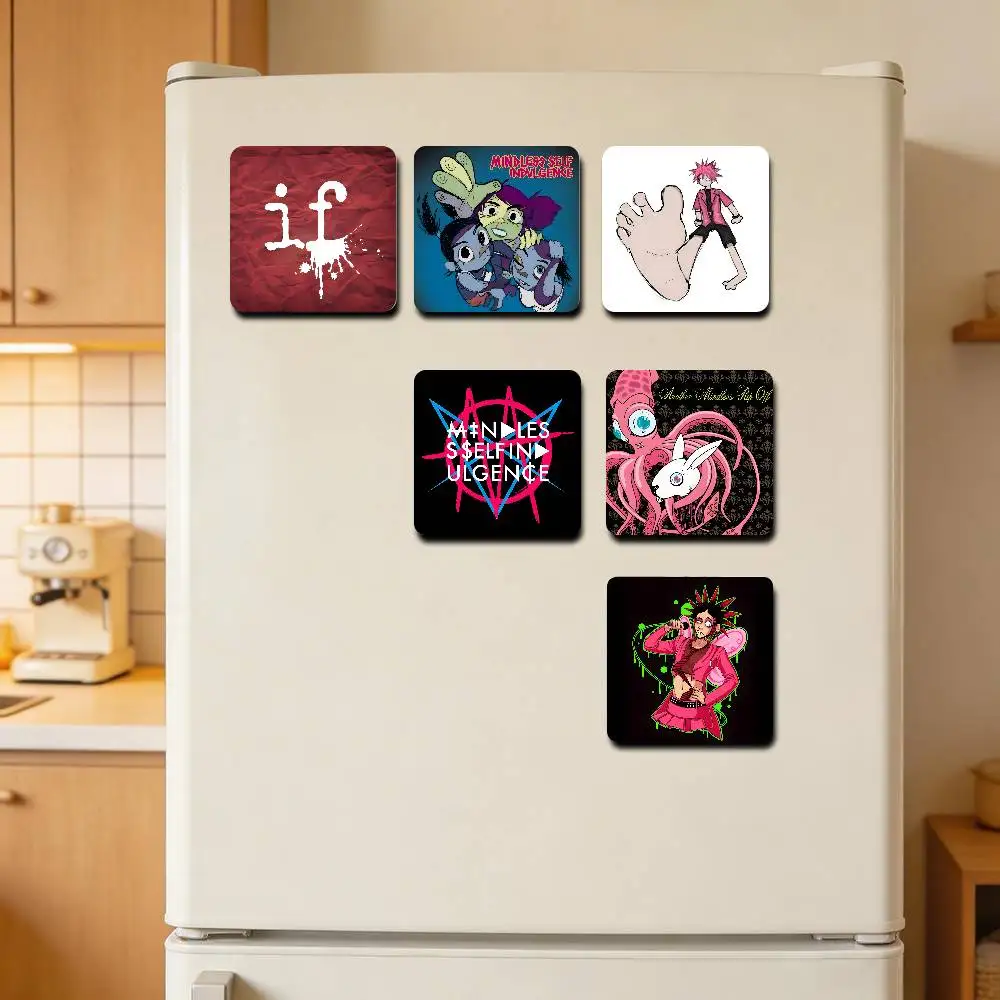 M-Mindless Band Self I-Indulgence Sublimation Magnet Cartoon Anime Fridge Magnets Personalized Sublimation Products for Kitchen