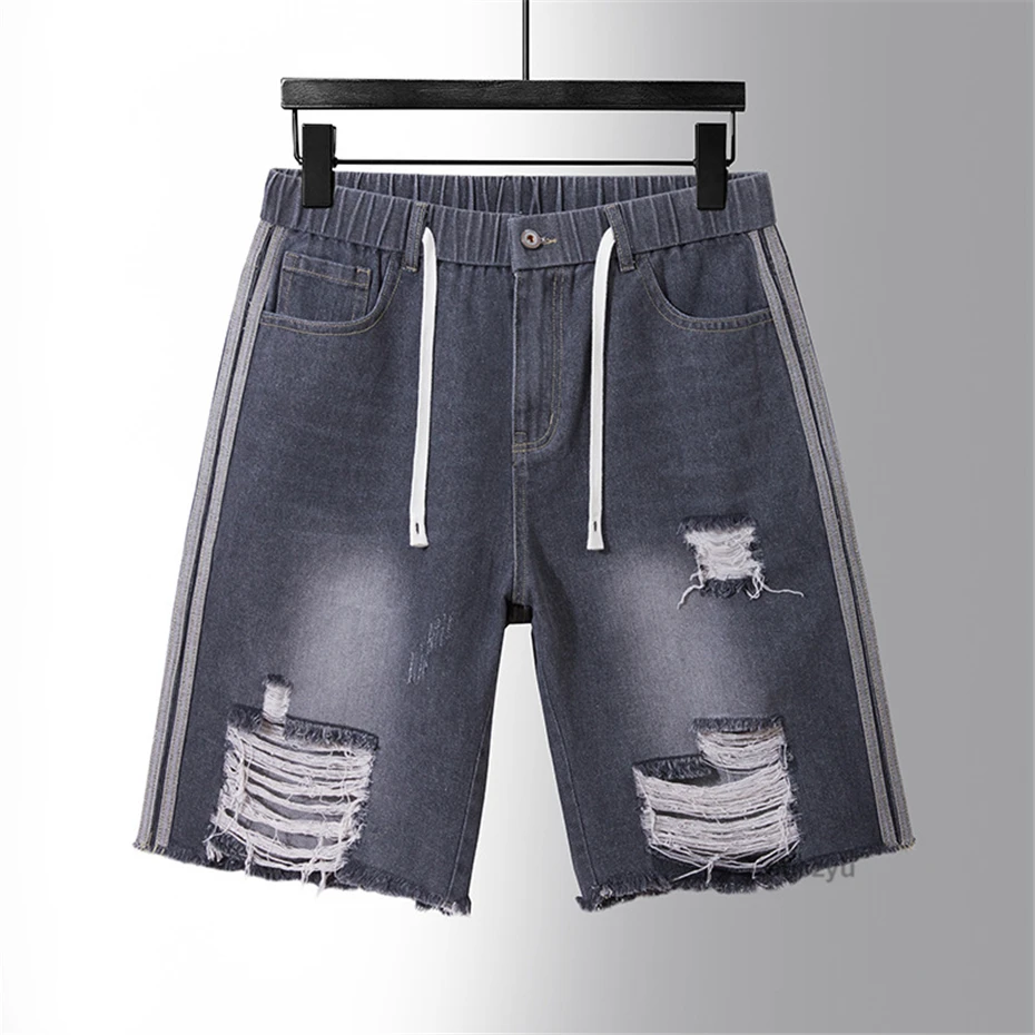 Zerrissene Loch Jeans Männer Jeans shorts plus Größe 8xl Sommer kurze Hosen Mode lässig elastische Taille Jeans große Größe