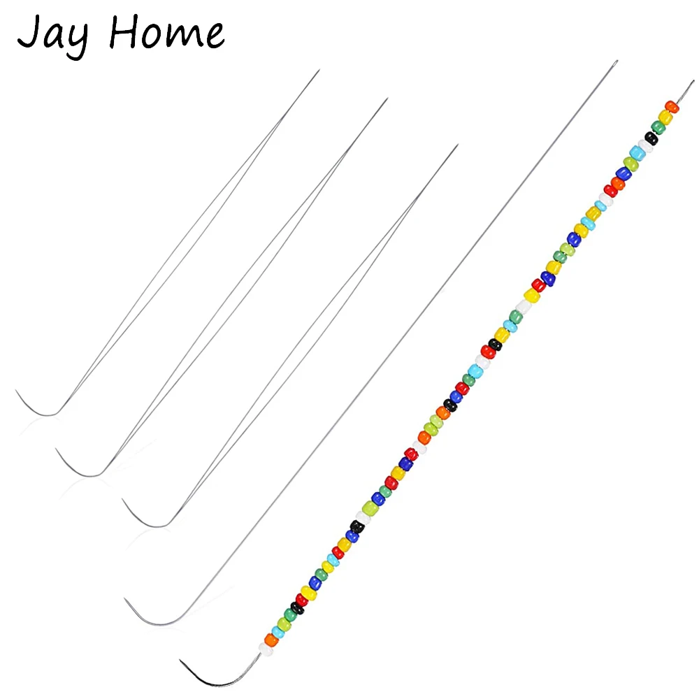 Aiguilles à perles incurvées en acier inoxydable, 2 tailles, 4.5/7.5 pouces, pour la fabrication de bijoux