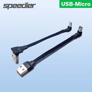 Bilashmart 0.05M 3M Super Flat Flexible Micro USB UpDownLeftRight Angled 90 Degree USB 2.0 to Micro USB Data Charging FPV Silicone Cable