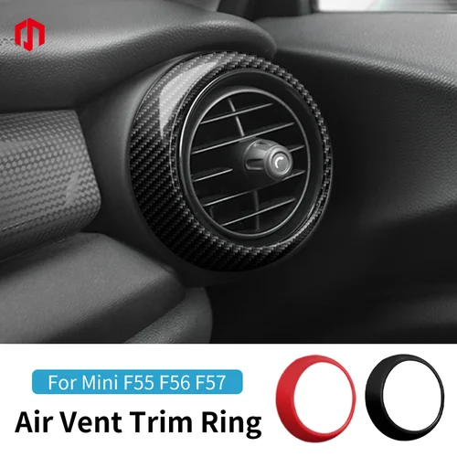 Cubierta de salida de anillo de ventilación de aire de coche, funda para Mini Cooper One S JCW F55 F56 F57, carcasa de fibra de carbono, accesorios adhesivos decorativos