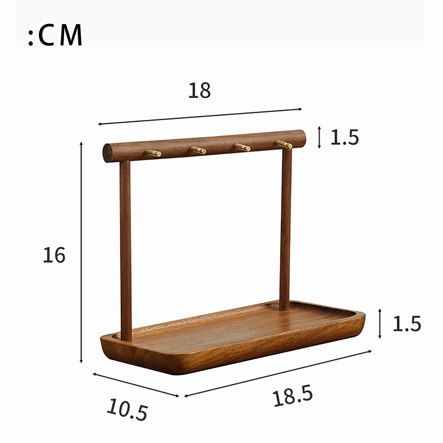 Walnuss-Schmuckhalter, Armband, Ohrringe, Halskette, Uhr, Schmuck-Organizer, Ständer mit Holzsockel, modernes Aufbewahrungsregal – Detail 1