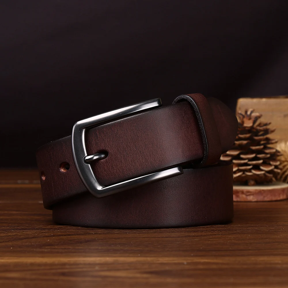 

Мужской повседневный ремень высокого качества 3,3 см, винтажный дизайн, с пряжкой, из натуральной кожи.