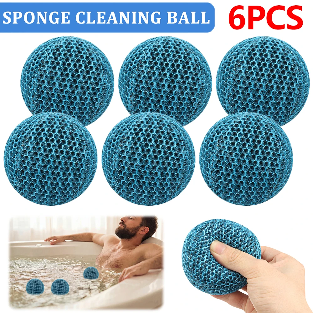 6Pcs Hot Tub Pool Scum Absorber 3D Honeycomb Structure Hot Tub Scum Balls Reusable Scum Absorbing Sponge Ball Bathtub Accessory