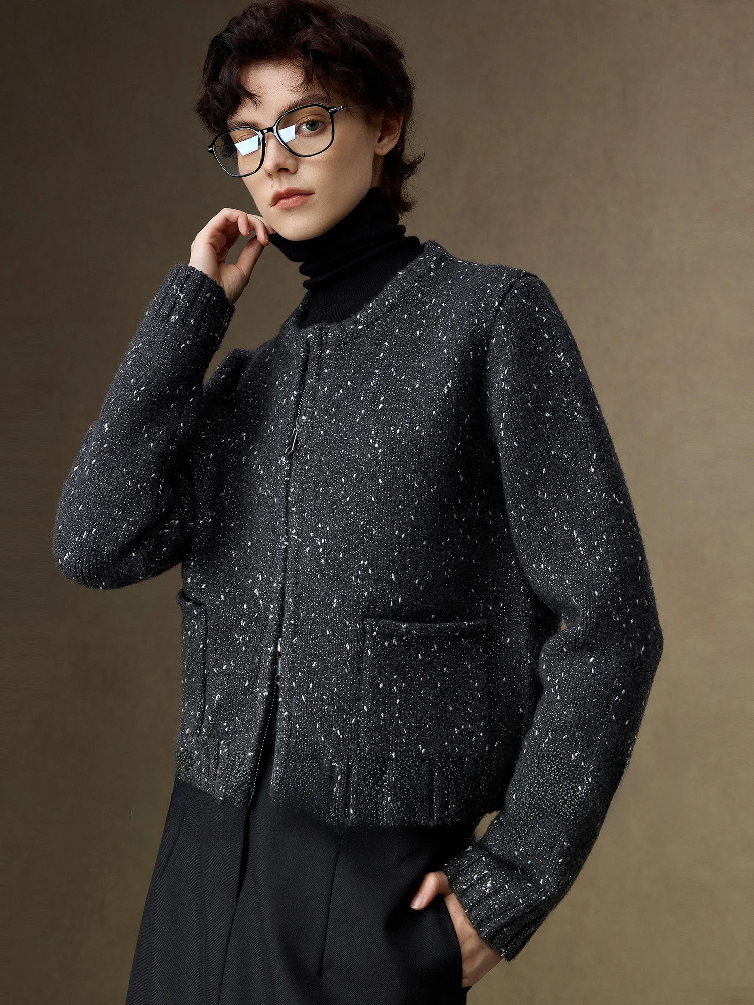 

Hua Ji Yan Special Meteor Golden Dot Knitted Cardigan Outerwear Small Fraance Sle Commute Wind Regular Length Polyester B...