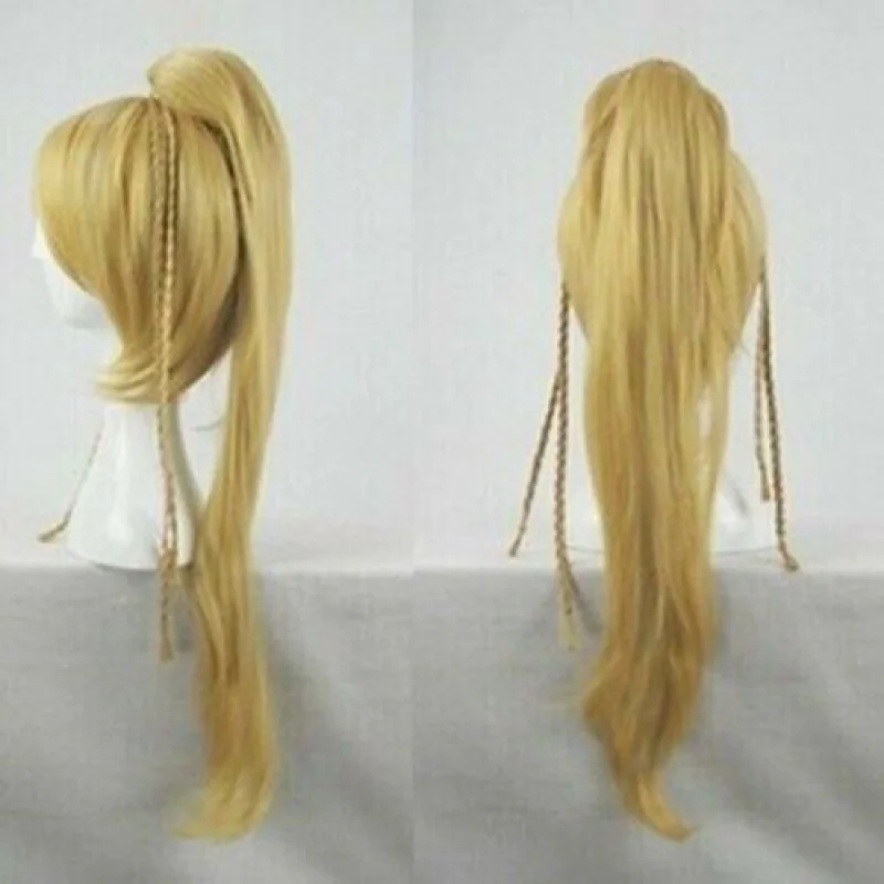 Hot Sale! Final Fantasy Rikku Cosplay Wig Blonde Long Coser Tail Party Costume Hair