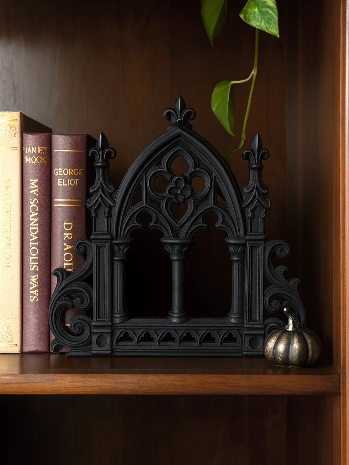 Black Gothic Castle Desktop Ornament Wooden Arch Shape Design 