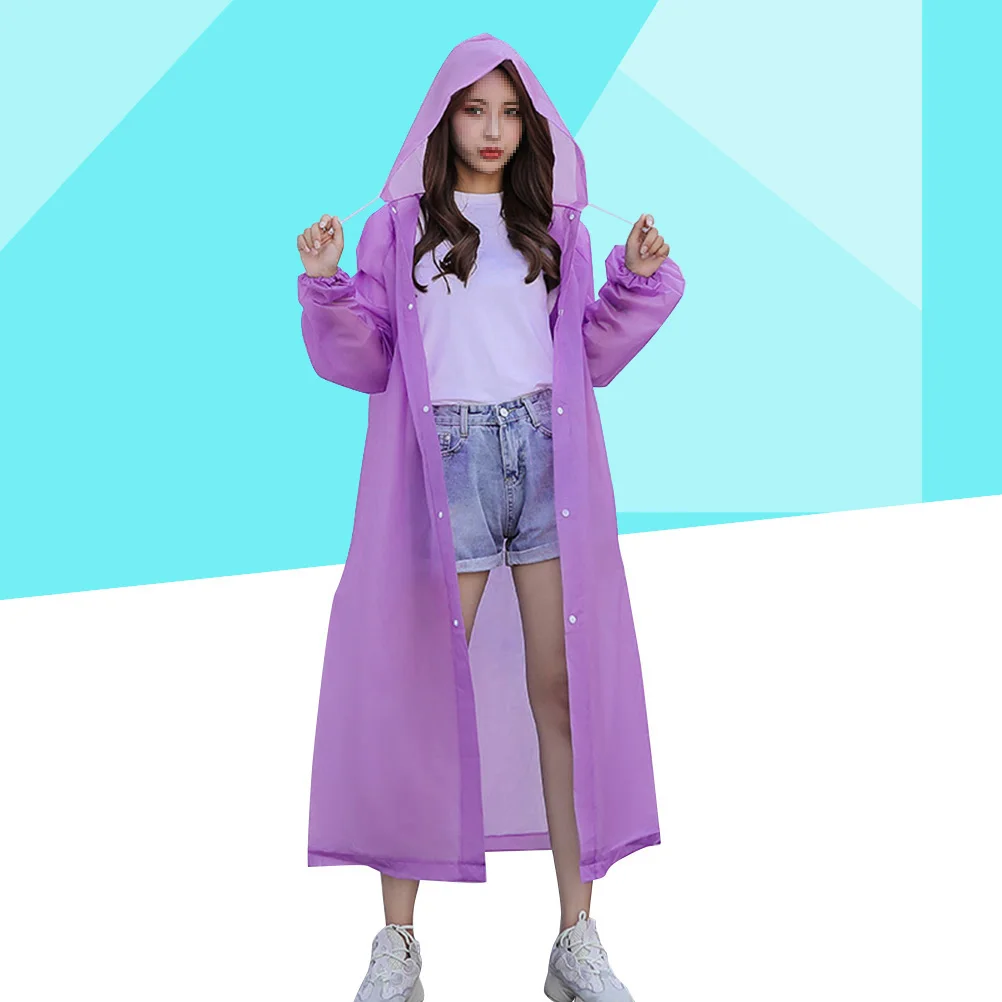 

3pcs Yellow Reusable Thicken Eva Raincoat Waterproof Outdoor Rain Poncho For Adults Hood Elastic Sleeves Camping Hiking Travel