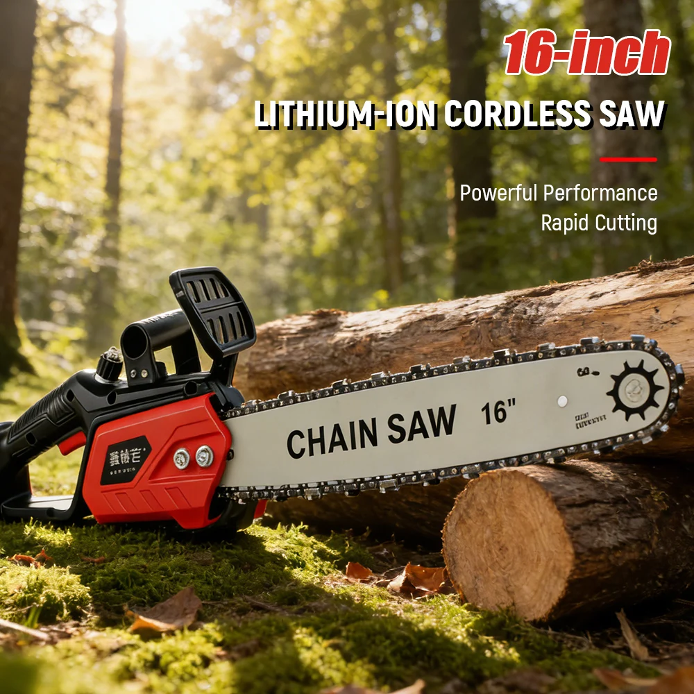 12 Inch 16 Inch Cordless Electric Chain Saw Rechargeable Wood Logging Cutting Power Tools For Makita 21V Battery(No Battery)