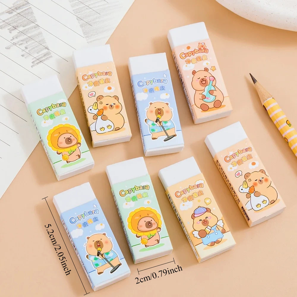 10Pcs Capybara Erasers - No-Crumb, Ultra-Clean, Perfect For Office & School Supplies, Sketch Pencil Rubber Erasers Wipe Clean Er