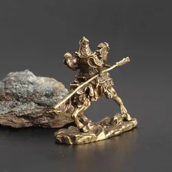 Brass Chinese God of Wealth Riding Horse Guan Gong Statue Home Decoration Accessories Copper Office Desk Decor Buddha Ornaments