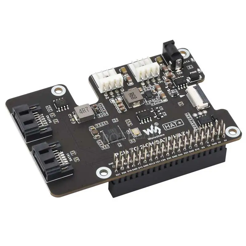 Raspberry Pi 5 PCIe-SATA 확장 보드(EEPROM HAT+ 포함) Waveshare PCIe-2-CH SATA HAT+
