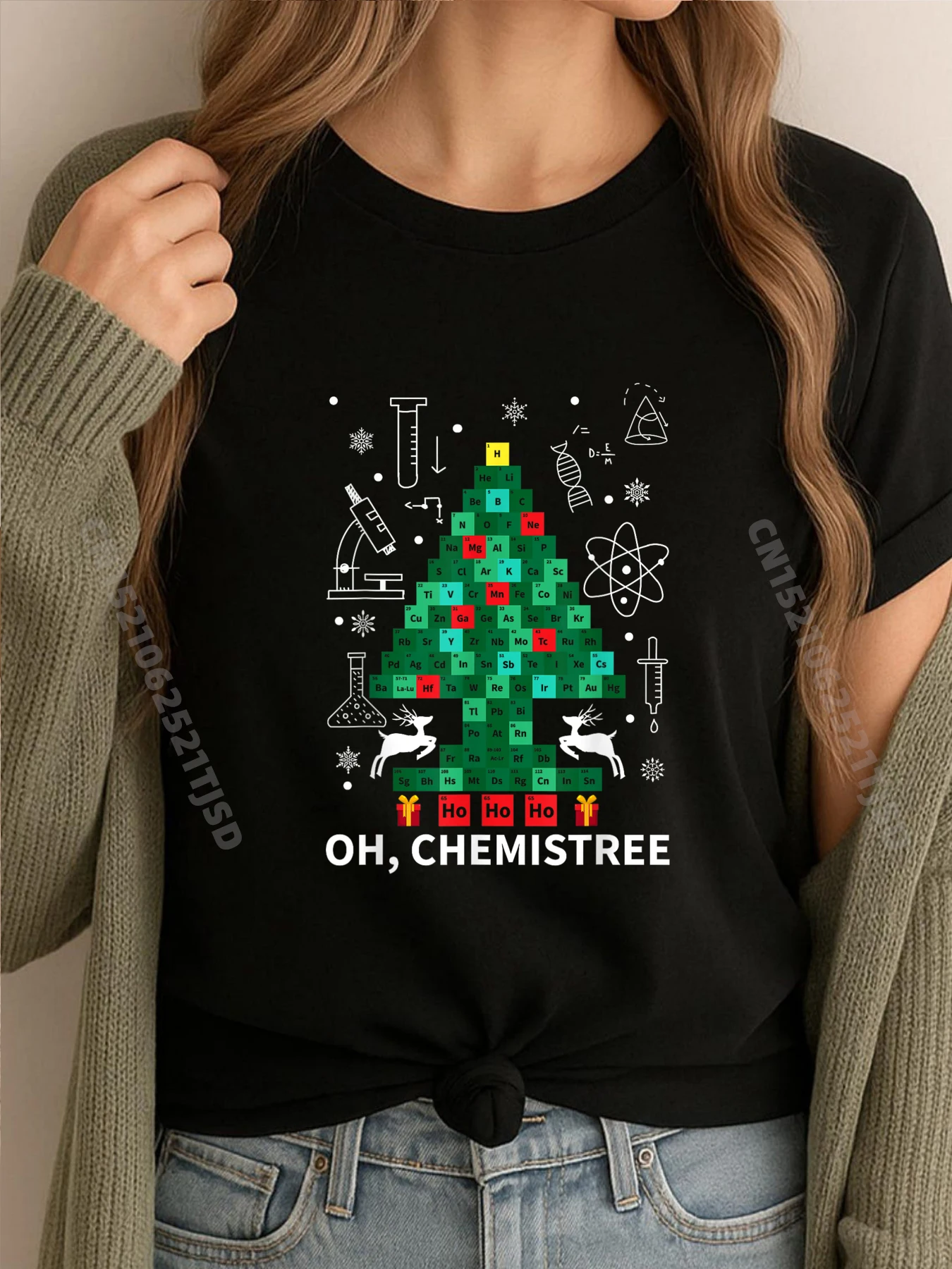 

Oh Chemist Tree Наука Рождественская химия Студенческая мужская одежда Футболка Хэллоуин