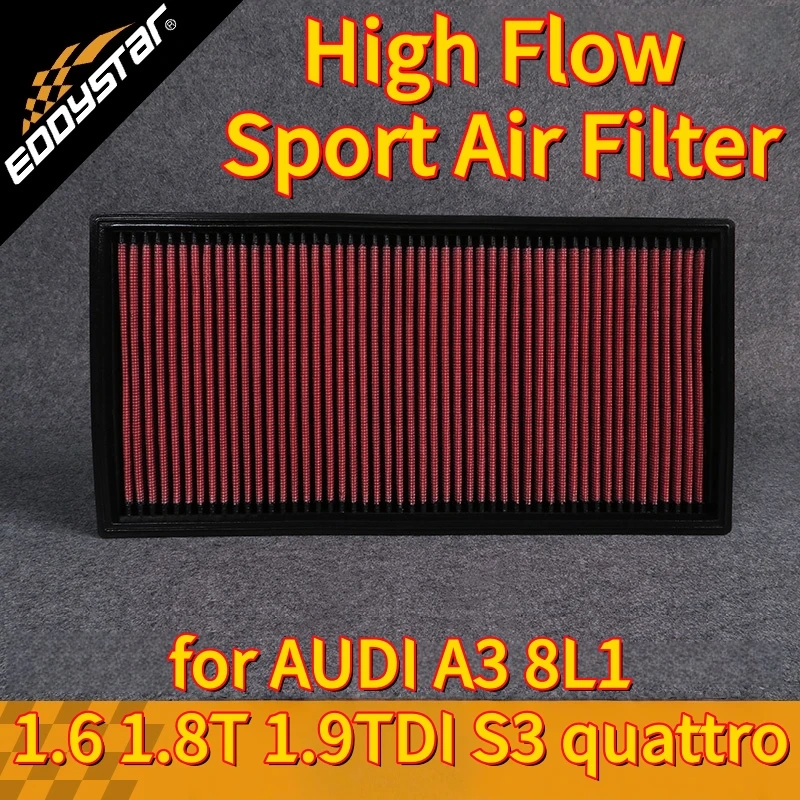 

High Flow Sport Air Filter for AUDI A3 8L1 09.1996-09.2006 1.6 1.8T 1.9TDI S3 quattro Washable Racing Intake Filters