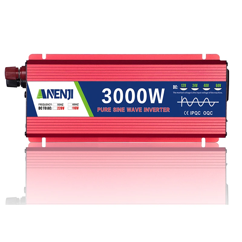 Car Pure Sine Wave Inverter 1000W 1600W 2200W 3000W DC12V 24V 48V To AC 220V Voltage Transformer Power Converter Solar Inverte