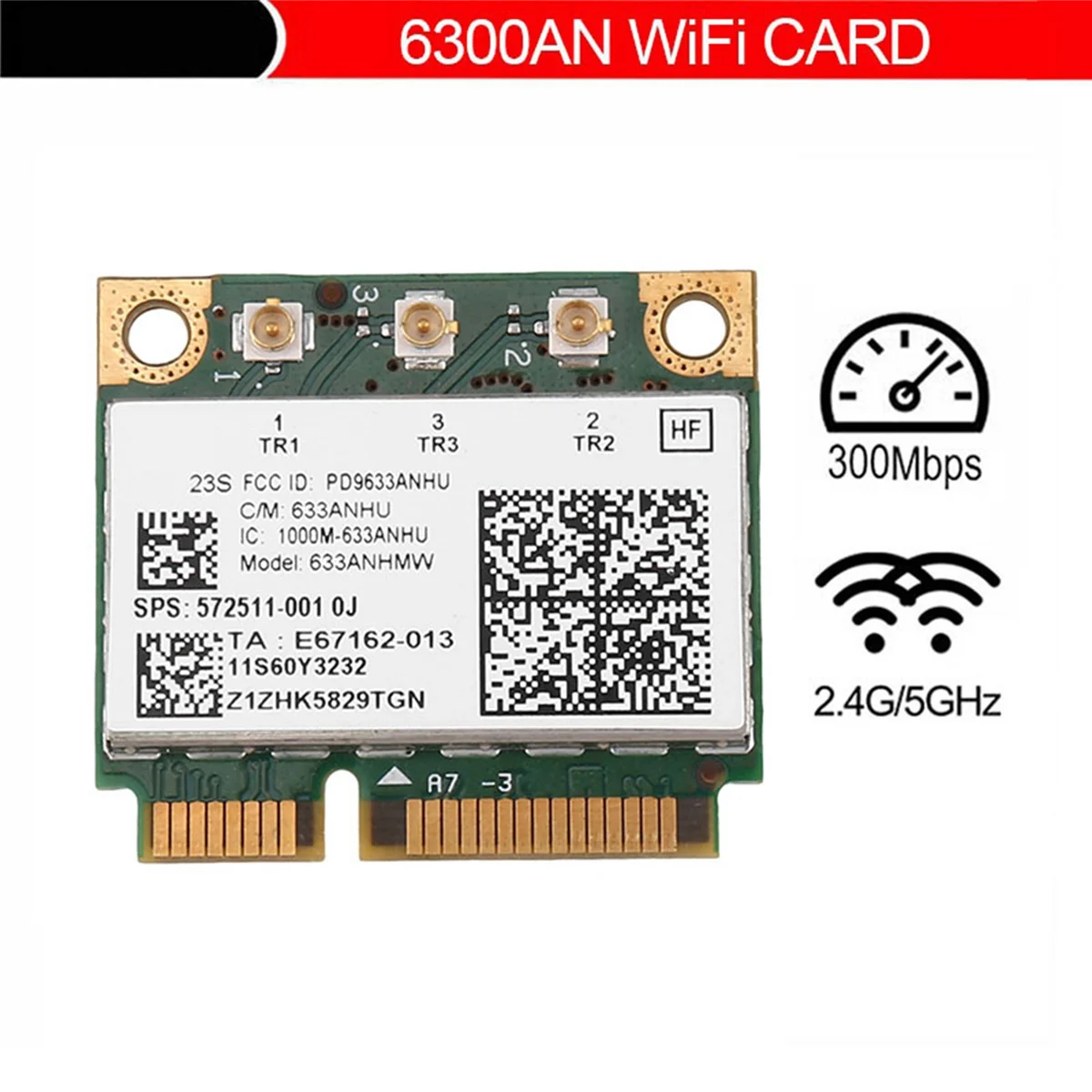 Tarjeta inalámbrica WiFi 6300AGN 633ANHMW, Mini tarjeta Pcie 802.11A/G/N 2,4G + 5,0 Ghz para Lenovo Thinkpad T410 T420 T430 X220 Y460