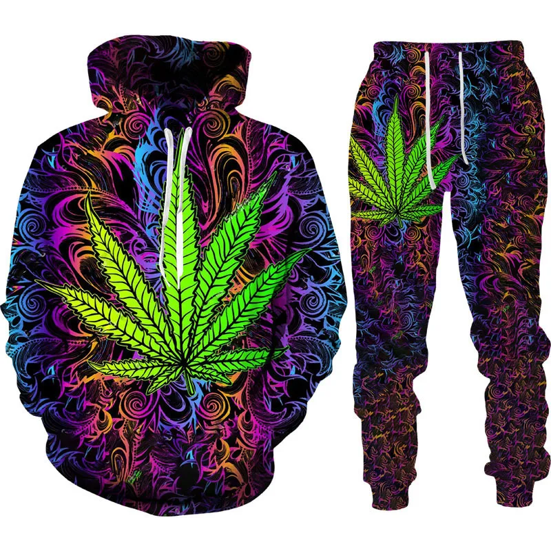 

3D Tobacco Weeds Printed Hoodie + Pants Suit Cool Men/Women 2 Pcs Sportwear Tracksuit Set Autumn and Winter Men's Clothing