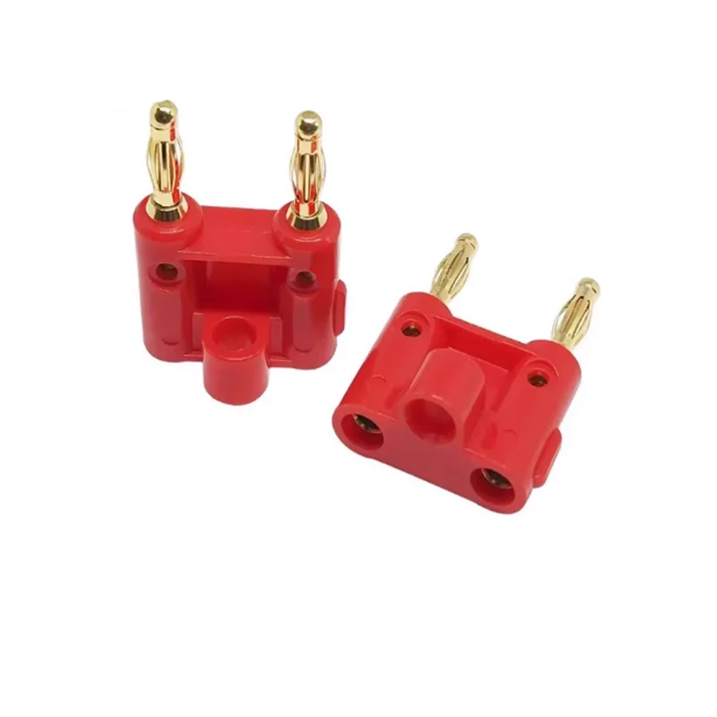 4mm dual banana plug gold-plated dual row integrated audio speaker test line, no welding joint terminal post