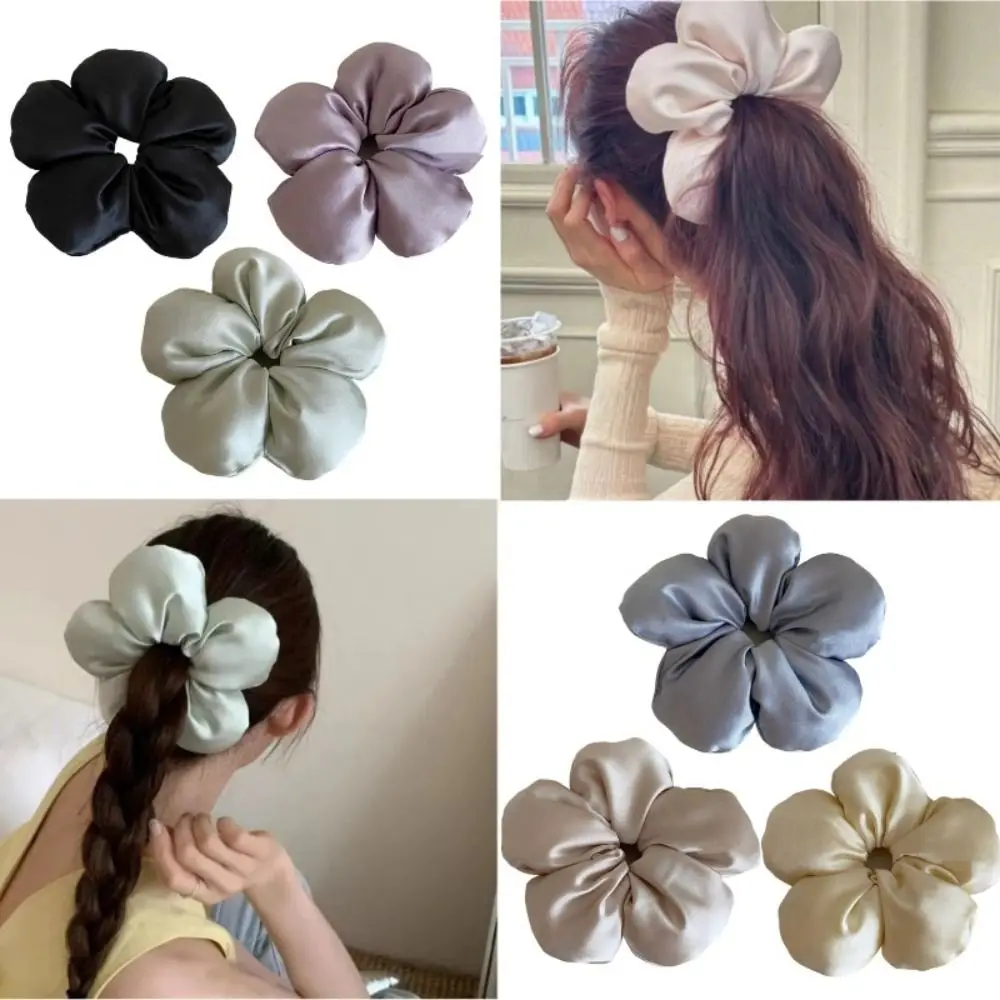 

Creative Silky Satin Oversized Flower Scrunchie Flower Shape Oversized Flower Elastic Hair Band Headdress Flower Hair Rope Women