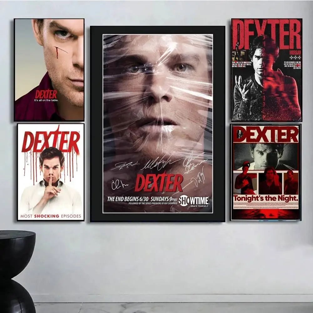 ملصقات رعب كلاسيكية أمريكية من Dexter ملصقات كلاسيكية كلاسيكية مطبوعة بالورق الأبيض ملصقات فنية لديكور غرفة Kawaii