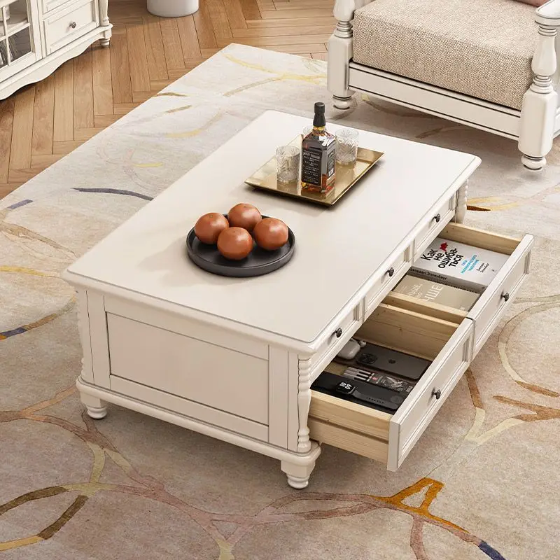 room coffee table TV cabinet combination small apartment style white kung fu tea table combination ten coffee table