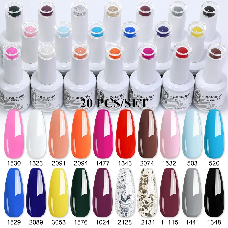 Arte Clavo 15ml 20pcs/Set Nail Gel Polish Set Lakiery Hybrydowe Vernis Varnish Nail Art Soak Off UV Hybrid Manicure Nail Lacquer