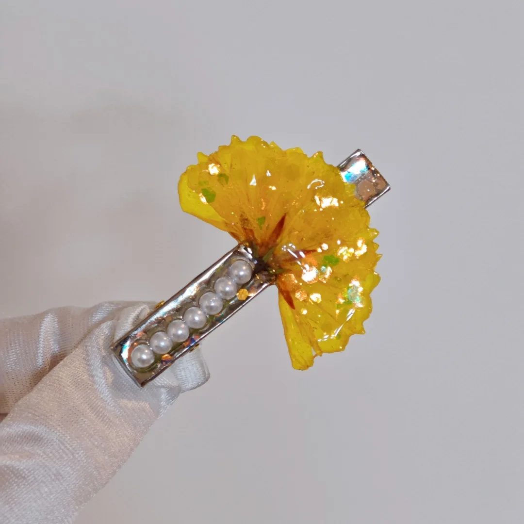 

3213 Handmade Petal Flower Resin Forest Style Hair Clip Duckbill Clip Korean Style Cultural Tourism Specialty Wholesale Gift