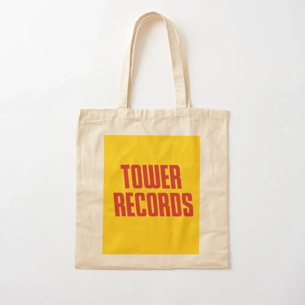 Tower Records' logo (yellow background) (1960s - 2000s) Tote Bag custom fabric bag foldable reusable bag tote men