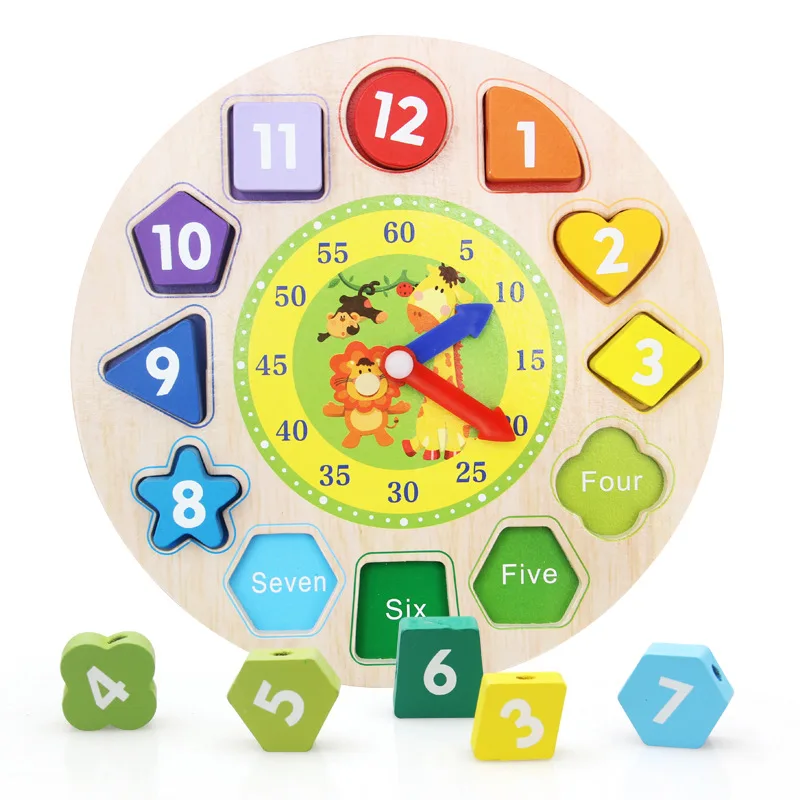 

Digital Clock Beading Games Kids Cognitive Geometric Shape Matching Toy Baby Early Education Wooden 3D Puzzle Child Board Game