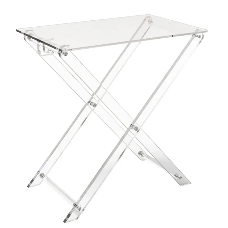 

Transparent acrylic folding table portable small sofa side table