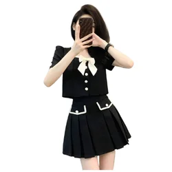 Summer New Advanced Sense of Temperament Bubble Sleeve Top High Waist Skirt Female Small Fragrance Wind Two Sets Skirt Female