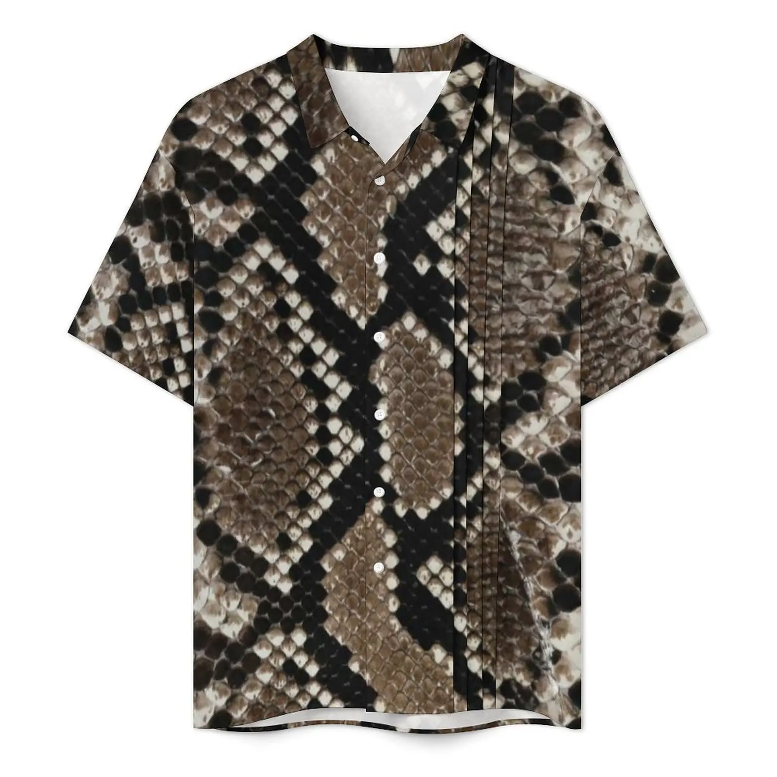 Python Snakeskin Casual Shirt Faux Reticulated Animal Retro Summer Shirts Man Short Sleeve Beach Streetwear Plus Size Blouses