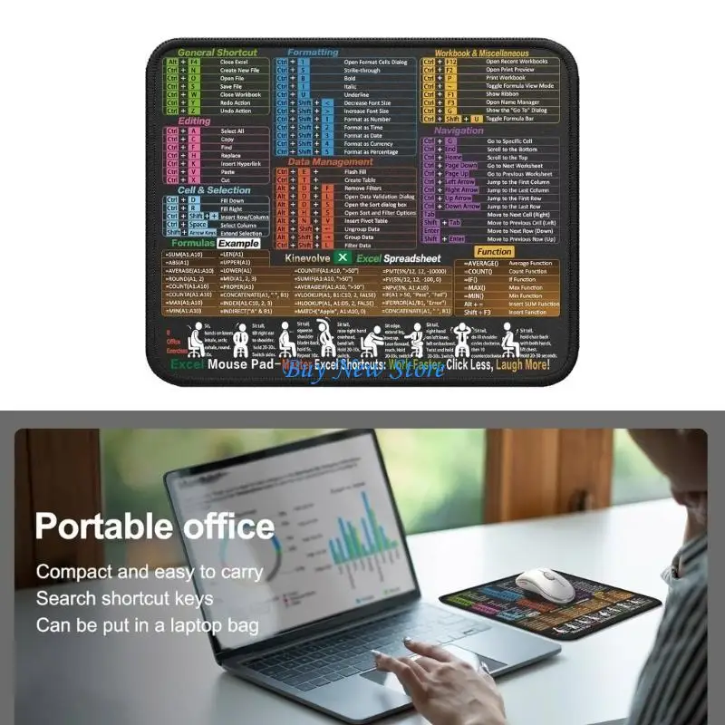 

20CE Thickened Edges Computer Mats Excels Shortcut Printed High Resolution Graphics Natural Rubber Construction Space Saving