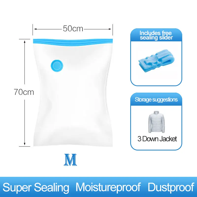 Reusable Compression Empty Bag Sealer Clothes Travel Packing Organizer Vacuum Large Plastic Storage Bags Storing Clothes Blanket - Image 10