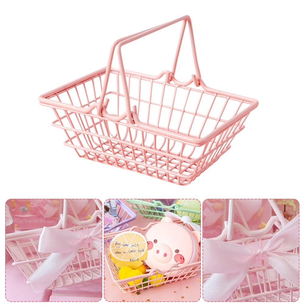 2 Pcs Wicker Basket Paper Shopping Metal Storage Baskets Bin Unbreakable Kitchen