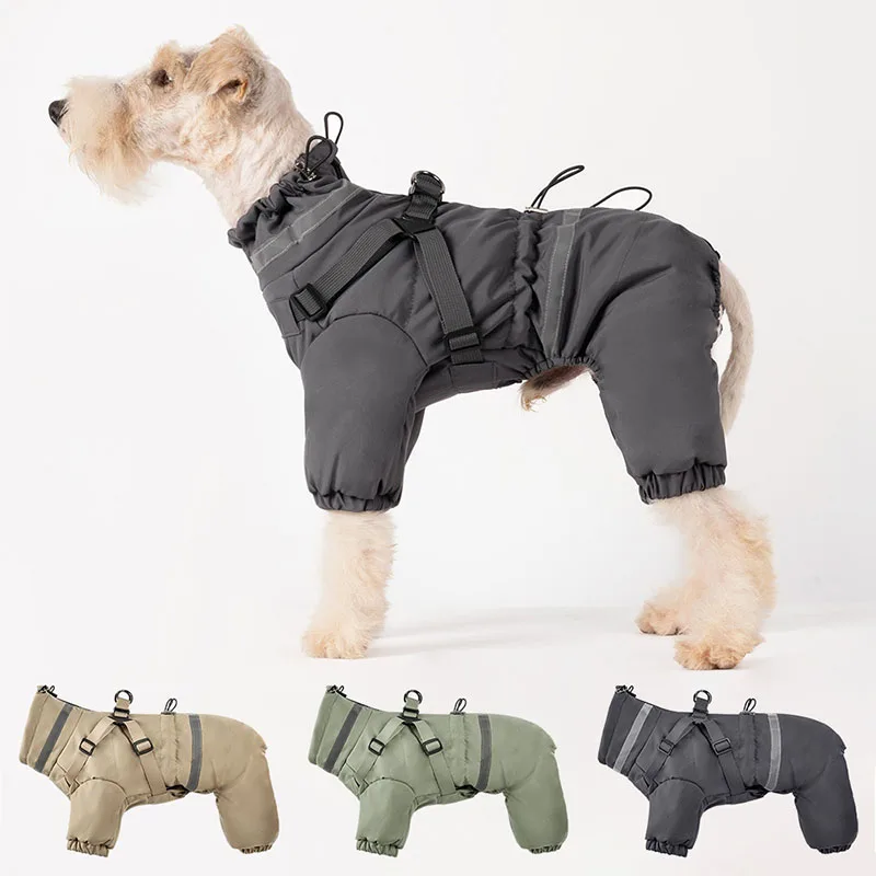 Winter Dog Coat Reflective Raincoat Windproof Pp Cotton Warm Vest Adjustable Breathable Small Medium Dogs Puppy Cat Pet Clothes