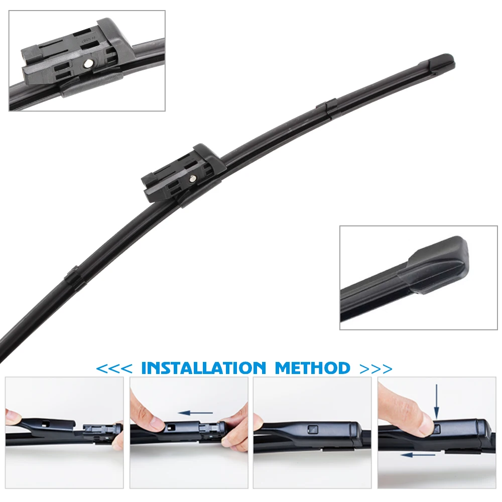 Car Wiper Blade Fit Push Button Arm Natural Rubber Windshield Windscreen Wiper 16