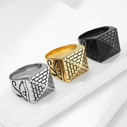 Stainless Steel Ancient Egyptian Pyramid Ring Pharaoh's Eye Ornament of Horus Middle East