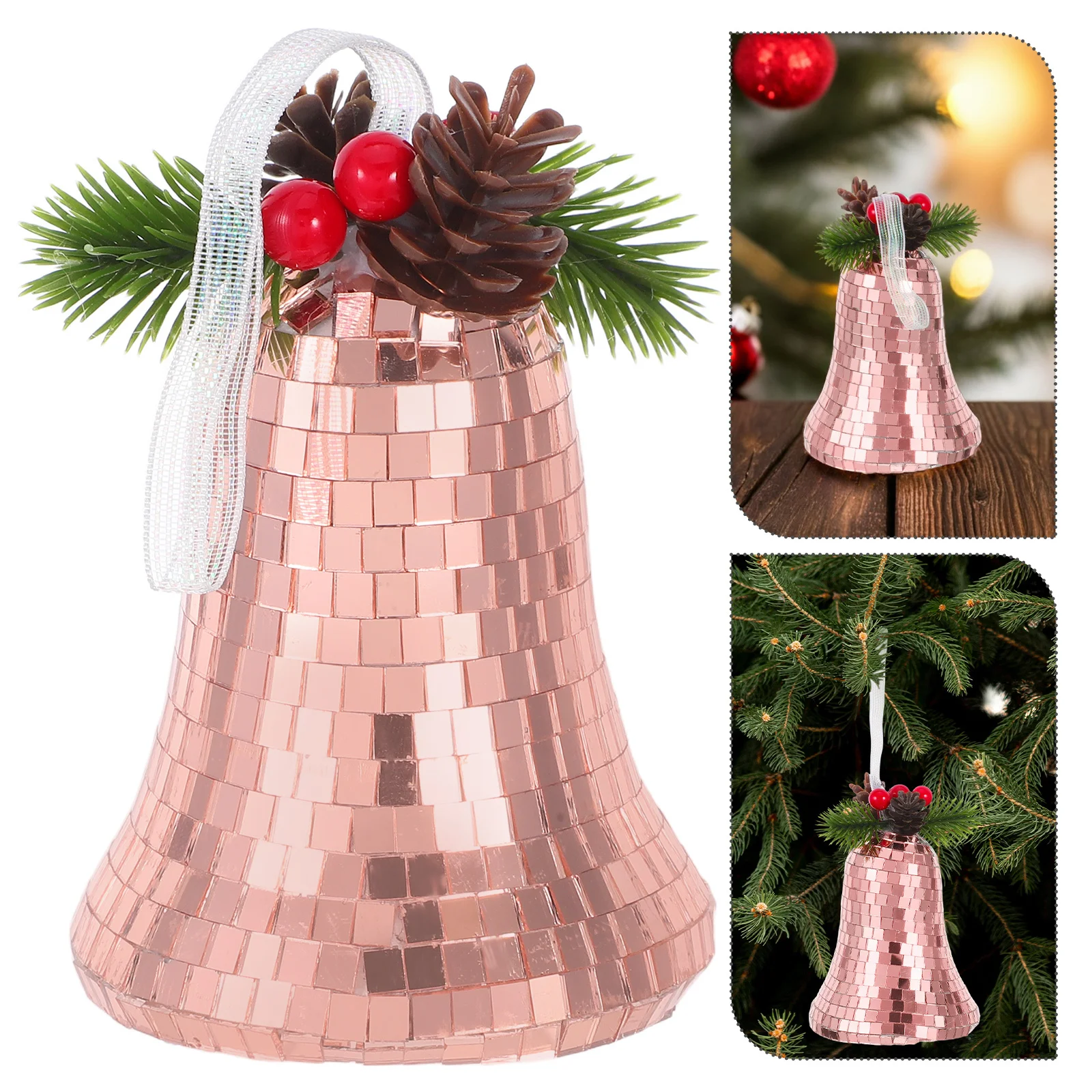 

Reflective Glass Hanging Bell Disco Mirror Ball Ornament Christmas Tree Decoration Holiday Party Decor Disco Mirror Balls