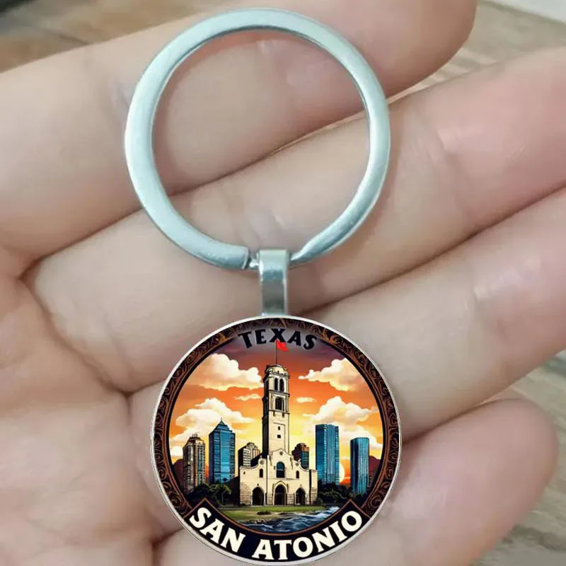 Llavero de recuerdo de San Antonio Texas, punto de referencia de Texas: cumpleaños, aniversario, inauguración de la casa o regalo de viaje, adecuado para San Anton