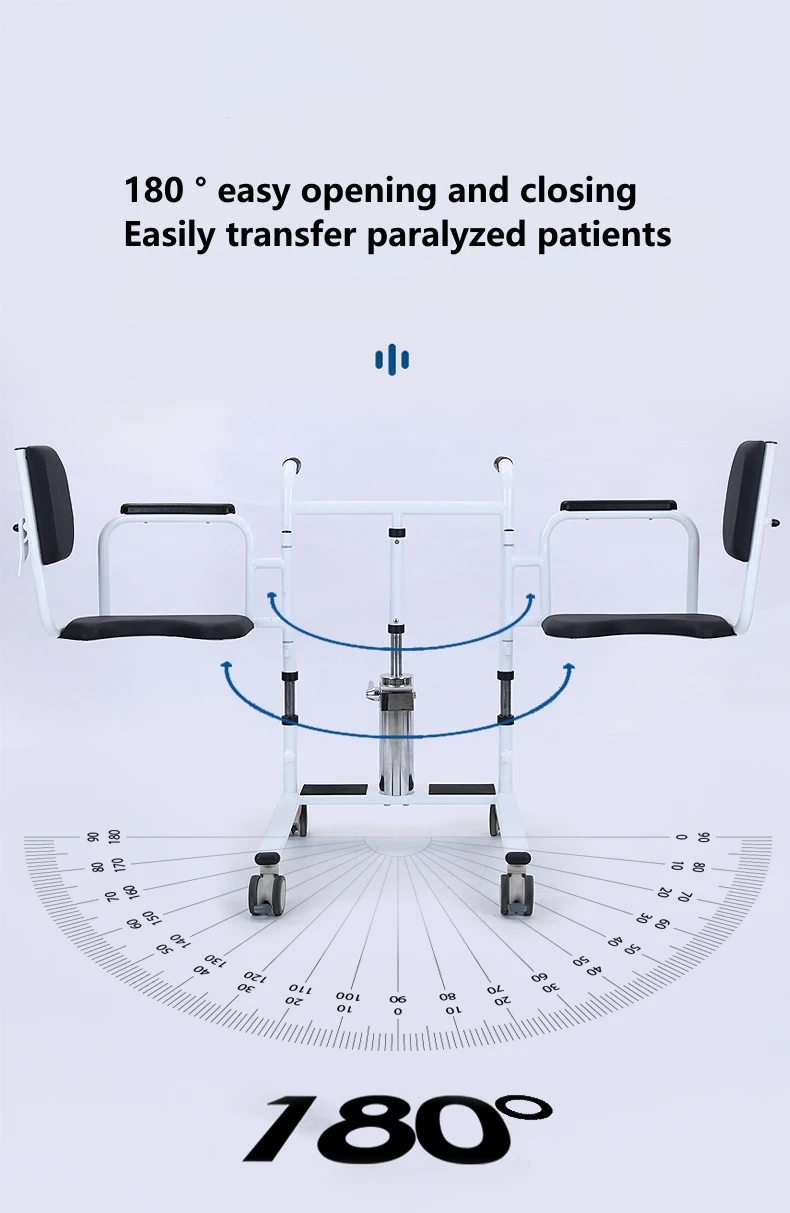 Mobile Lightweight Adjustable Patient Lifting Machine Assisted Patient Lift Hoist Transfer Chair 4