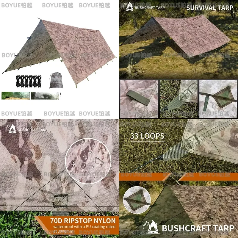 Lightweight Waterproof Sunshade Outdoor Awning Mat Tent Camping Shelter Beach Heat Tents Patio Tarp Hammock Canopy Nature